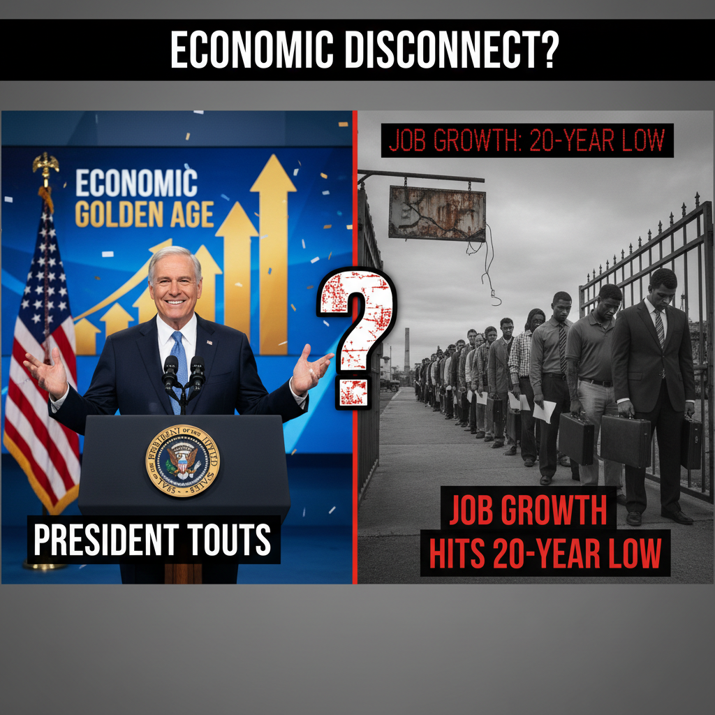 President Touts Economic Golden Age While Job Growth Hits Twenty Year Low