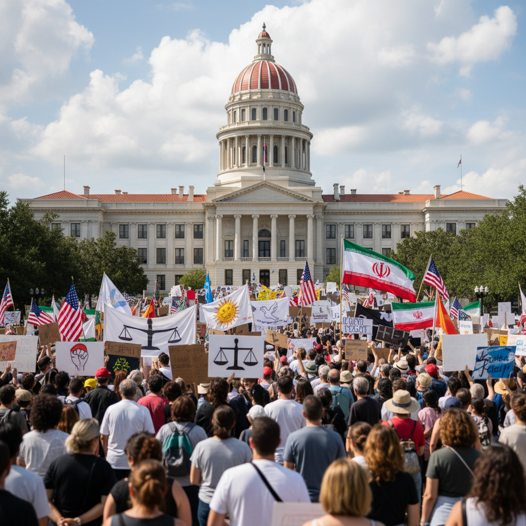 Tallahassee Protest Unites Opposition to Trump Administration and Iranian Regime Crackdowns